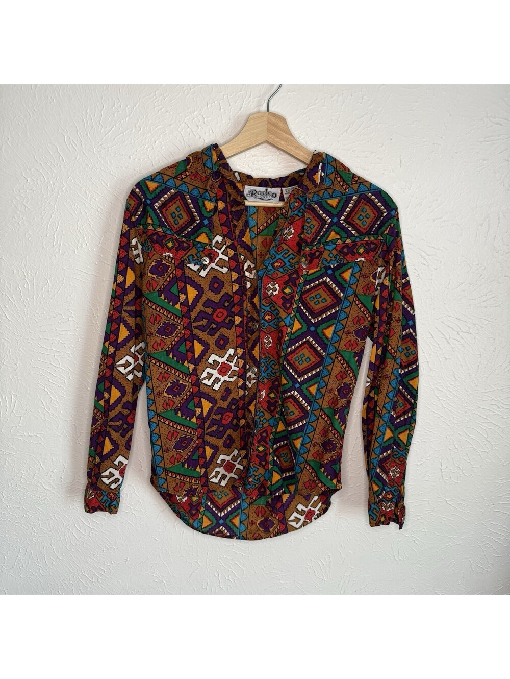 Vintage Western Shirt Womens Small Southwestern Navajo Rodeo Boho Aztec